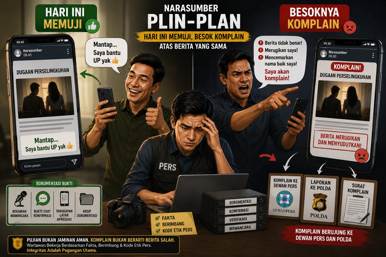 Serba serbi Jurnalis: Ketika Narasumber Plin-Plan! Hari Ini Memuji, Besok Komplain atas Berita yang Sama*